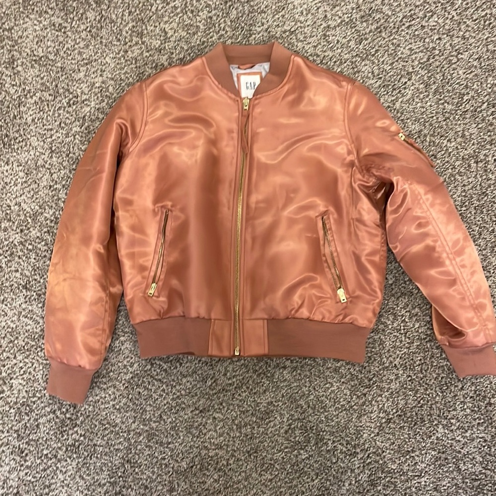 GAP pink satin bomber jacket